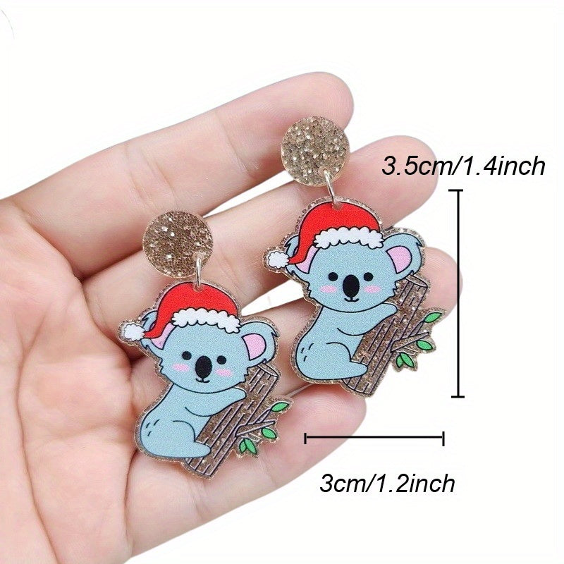 Trendy Christmas Party Jewelry Gingerbread Christmas Tree Cake Koala Dinosaur Rainbow Dessert Cat Alpaca Cute Xmas Design Creative Female Gift