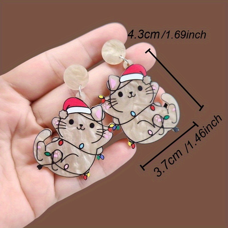 Trendy Christmas Party Jewelry Gingerbread Christmas Tree Cake Koala Dinosaur Rainbow Dessert Cat Alpaca Cute Xmas Design Creative Female Gift