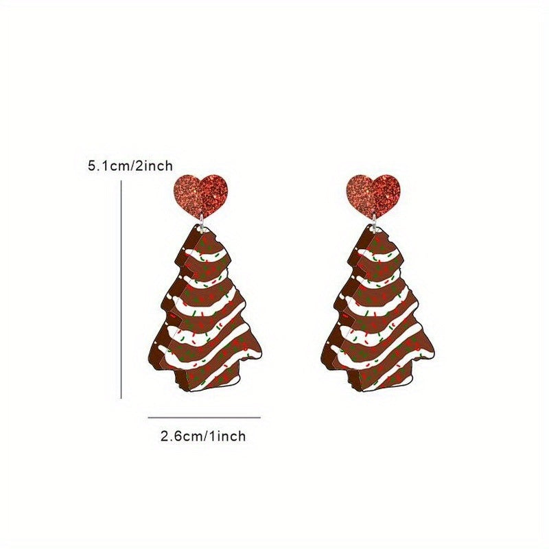 Trendy Christmas Party Jewelry Gingerbread Christmas Tree Cake Koala Dinosaur Rainbow Dessert Cat Alpaca Cute Xmas Design Creative Female Gift