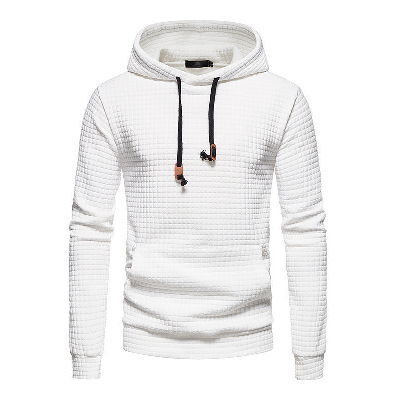Mens Hooded Sweatshirt Casual Long Sleeve Drawstring Waffle Knit Pullover Hoodies