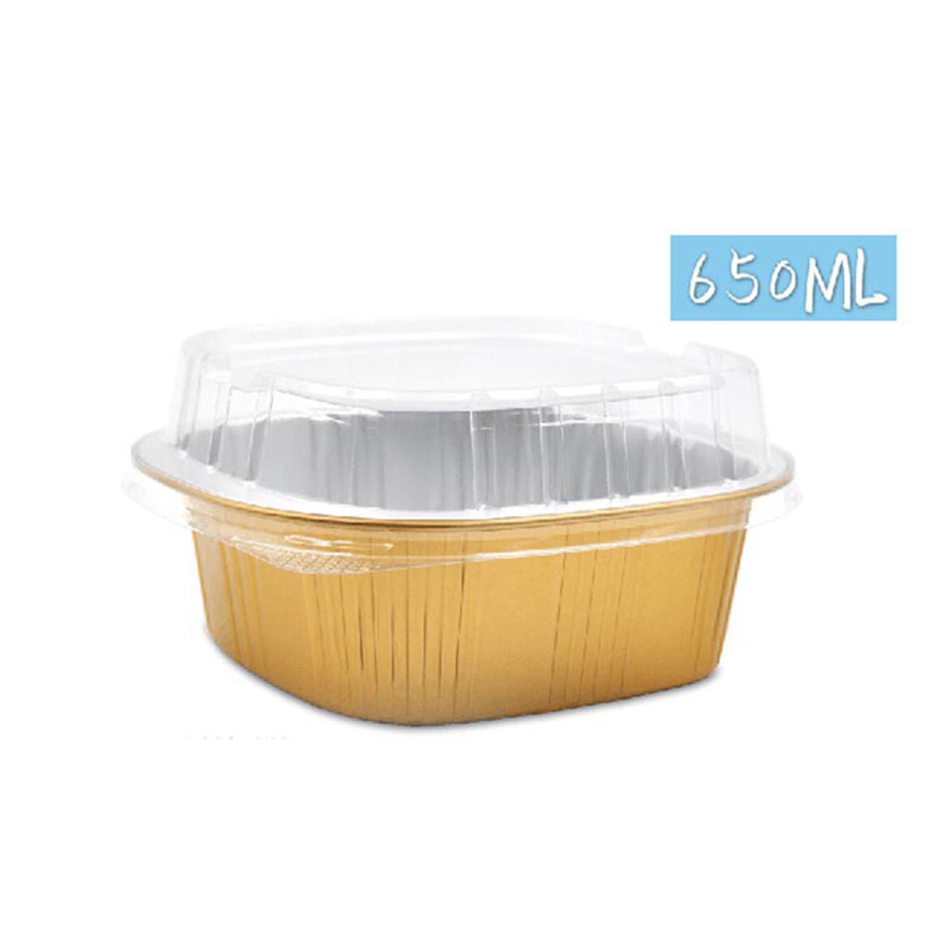 Disposable Aluminum Square Foil Pans with Snap-on Plastic Lids 650 ml Food Dish Pan, Cake Pan, Dessert Pan, Extra-Sturdy Containers for Cooking, Baking, Meal Prep, Heating, Storing, Takeout