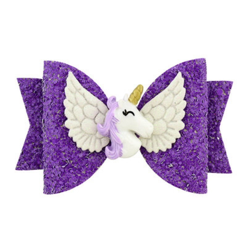 Baby Girls Unicorn Bow Hair Clips 3.5inch Girls Hair Accessories with Unicorn Glitter Boutique Hairpin with Unicorn
