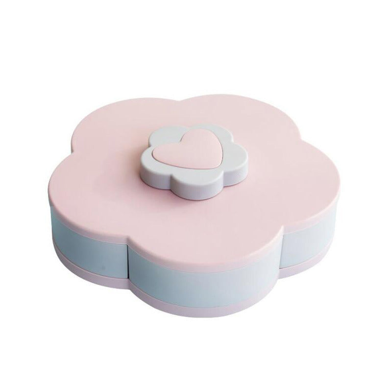 Flower Type Rotating Candy Box Melon Seed Nut Candy Snack Dry Fruit Holder Plastic Storage Box Plate Dish Tray Table Organizer Partition Manager Box Party