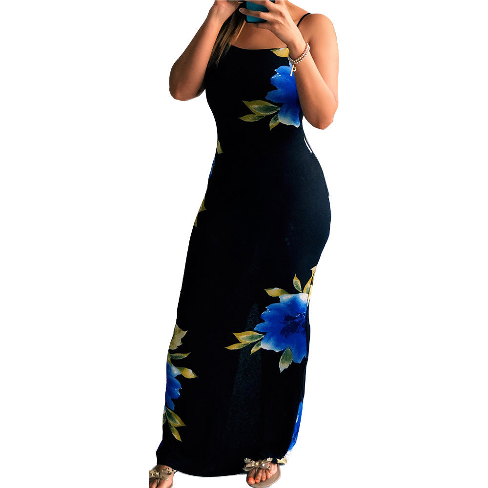 Casual Printed Straps Maxi Dress