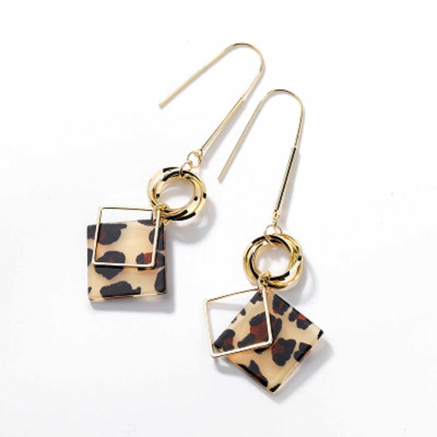 Dangle Earrings Sterling Silver Plated Geometric Acrylic Square Charm Drop