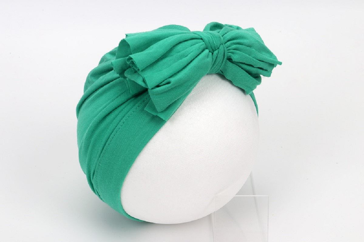 Baby Girls Headwrap Bowknot Cotton Cloth Turban Toddler Ear Hat Kids Head Cap Baby Hats