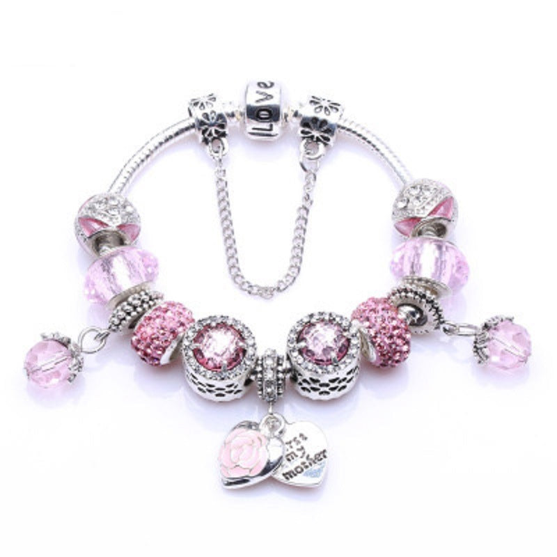 Silver Rhinestone Charm Bracelet New European Antique Handmade Charms Bracelet for Women Fashion Jewelry