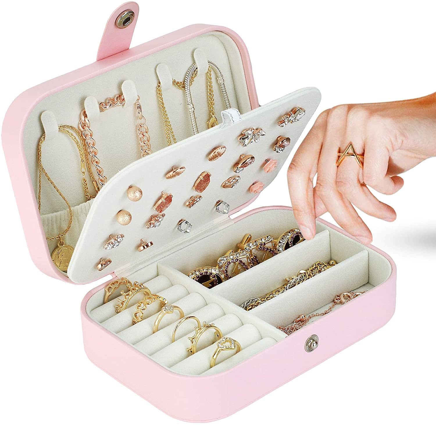 Jewelry Organizer Jewelry Box for Women Double Layer Travel for Necklace Earring Rings PU Leather Jewelry Holder Case