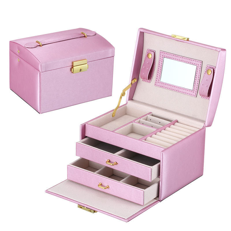 Casegrace Large Jewelry Box Organizer Girls PU Leather Drawer Jewellery Boxes Earrings Ring Necklace Jewelry Storage Case Casket