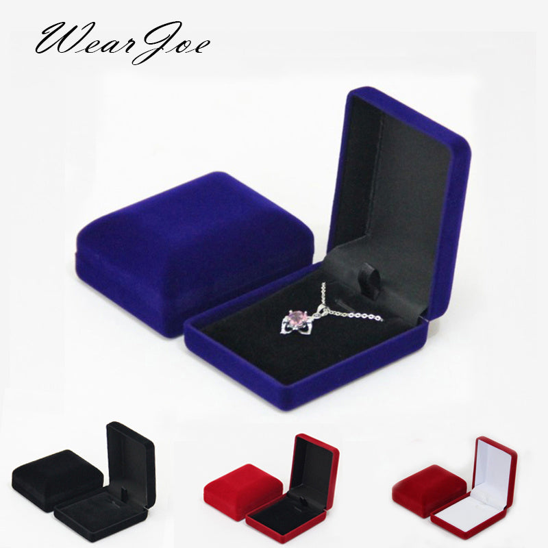 Pendant Necklace Chain Storage Package Gift Box Soft Black Blue/Red/Velvet Casket Long Earrings Jewelry Organizer Box