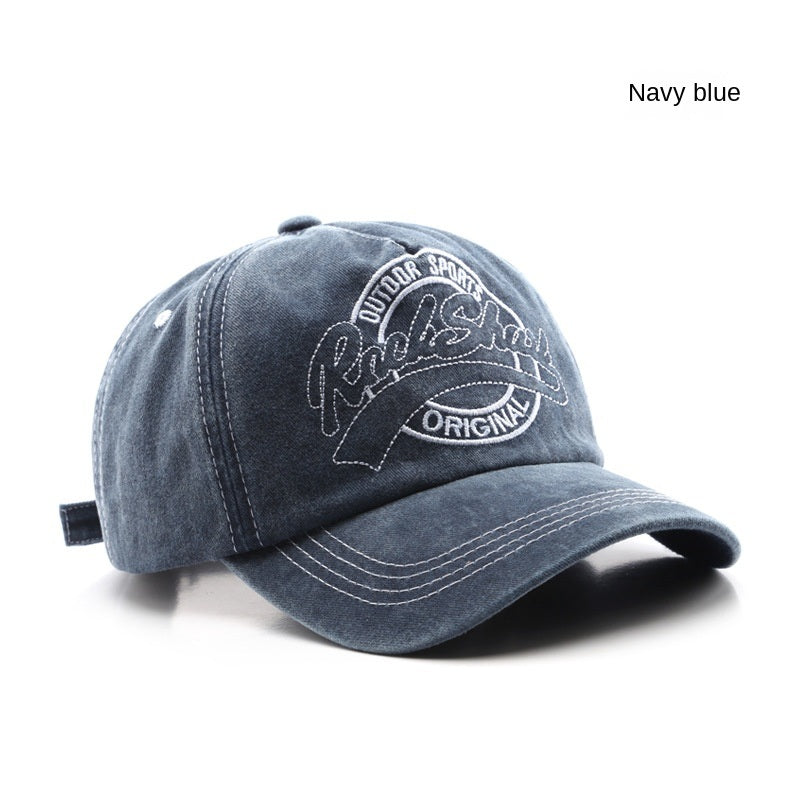 Washed Old Letter Embroidery Five piece Hat Outdoor Male Travel Sunscreen Baseball Hat Duck Tongue Hat