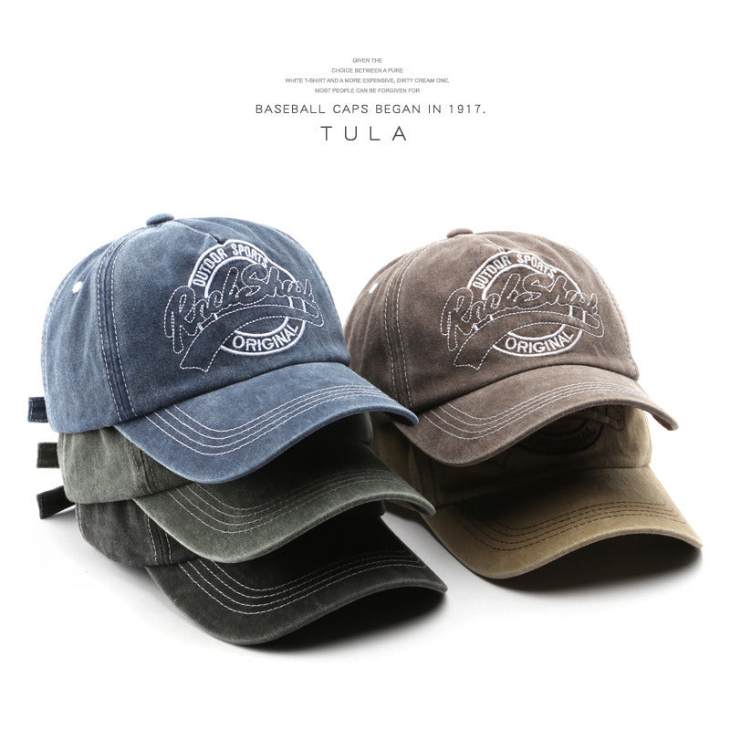 Washed Old Letter Embroidery Five piece Hat Outdoor Male Travel Sunscreen Baseball Hat Duck Tongue Hat