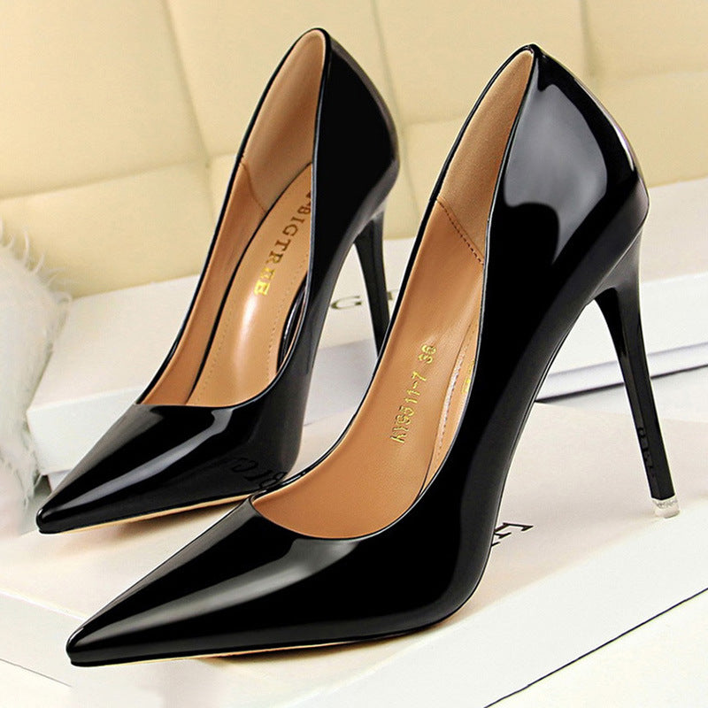 Women Pumps Patent Leather High Heels Shoes Women Basic Pump Wedding Shoes Female Stiletto Women Heel Plus Size 43