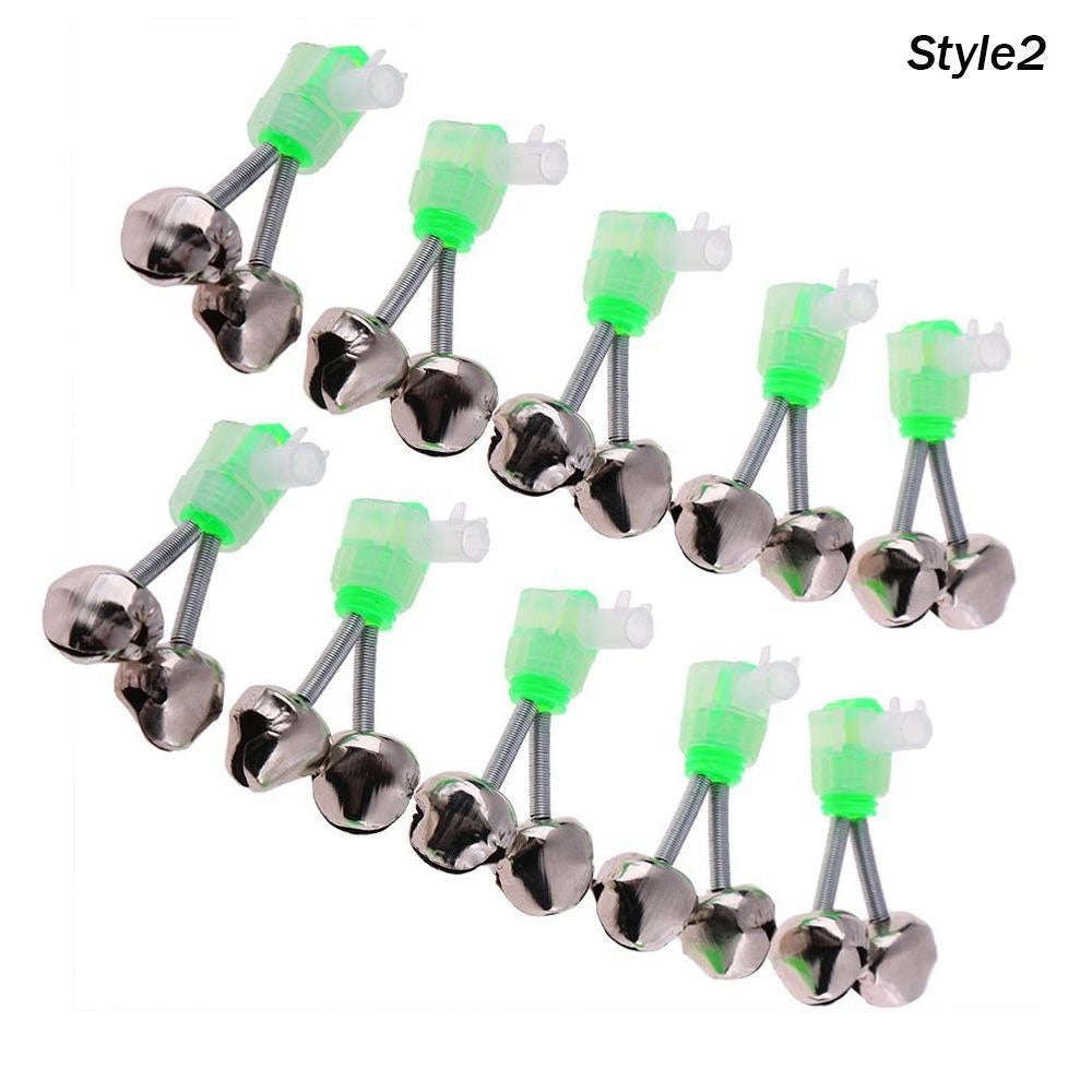 10pcs Fishing Bite Alarms Fishing Rod Bell Rod Clamp Tip Clip Bells Ring; Green ABS Fishing Accessory