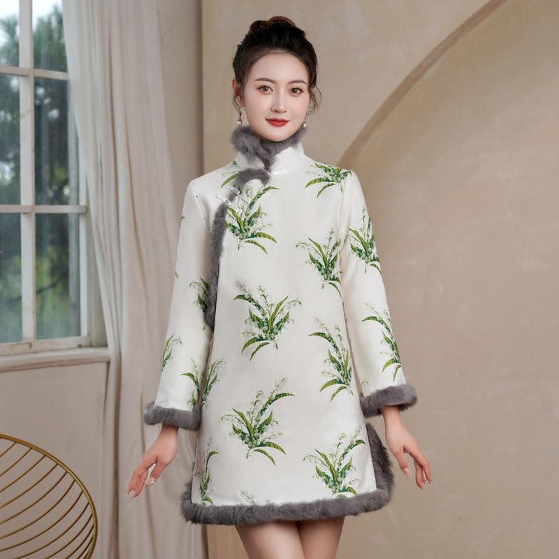 Vintage Cheongsam Dress;  New Year Cotton-padded Dress;  Women's Dresses