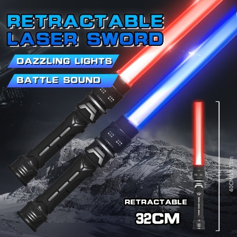 2 Colors Light Up Saber With FX Sound(Motion Sensitive); Star Wars Laser Saber; Realistic Handle For Kid; Expandable Light Swords Set For Halloween Dr