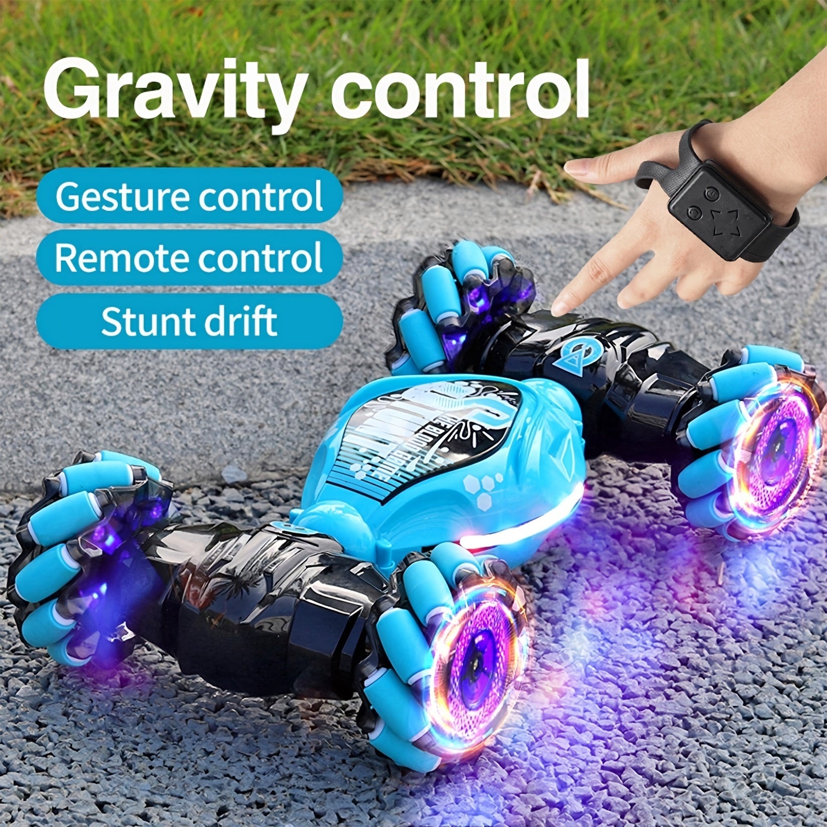 4WD Gesture Sensor Toy Car; Double-Side Rotation Off-Road Vehicle 360° Flip With Light And Music; Birthday Toy Car For Boys And Adults; Hand Controlle