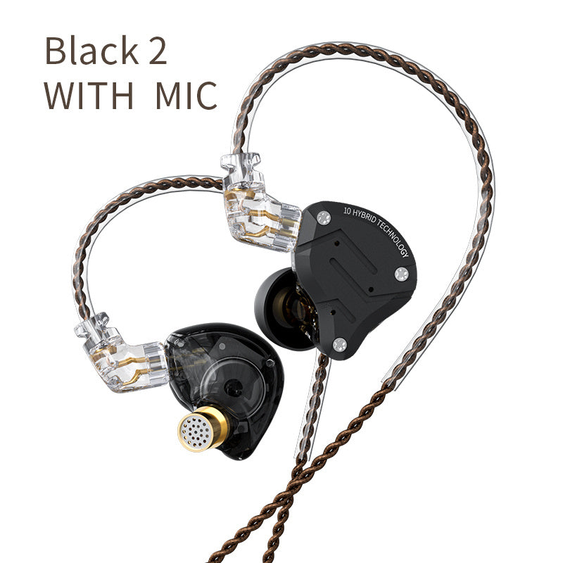 Gold Earphones 4BA+1DD Hybrid 10 drivers HIFI Bass Earbuds In Ear Monitor Headphones Noise Cancelling Metal Headset