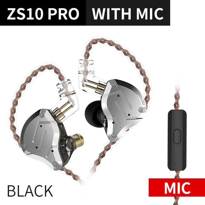 Gold Earphones 4BA+1DD Hybrid 10 drivers HIFI Bass Earbuds In Ear Monitor Headphones Noise Cancelling Metal Headset