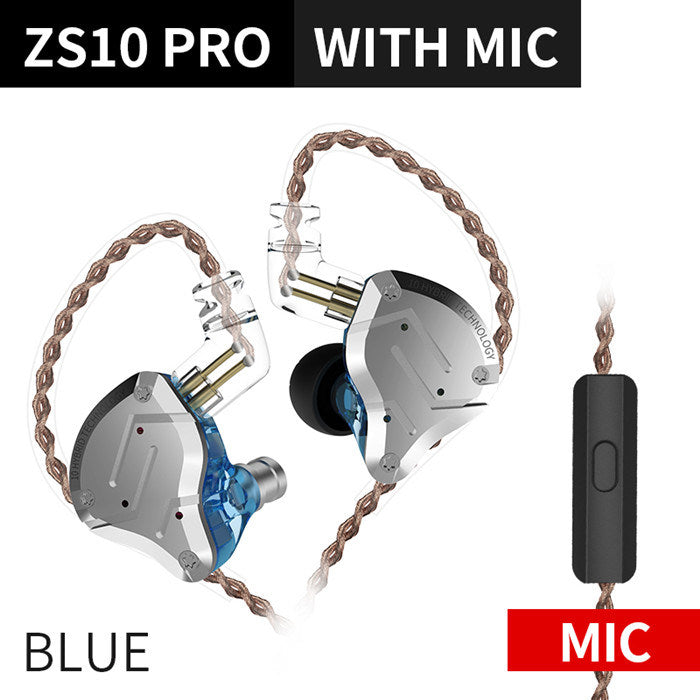 Gold Earphones 4BA+1DD Hybrid 10 drivers HIFI Bass Earbuds In Ear Monitor Headphones Noise Cancelling Metal Headset