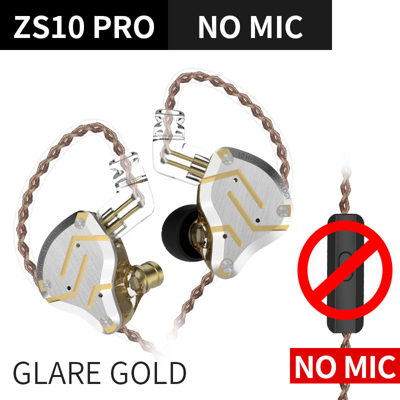 Gold Earphones 4BA+1DD Hybrid 10 drivers HIFI Bass Earbuds In Ear Monitor Headphones Noise Cancelling Metal Headset