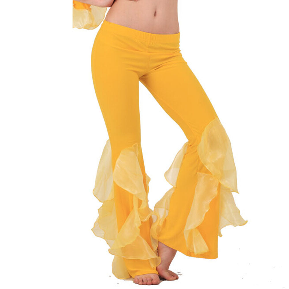 Yellow Belly Dance Elastic Lotus Leaf Pants Belly dance costume