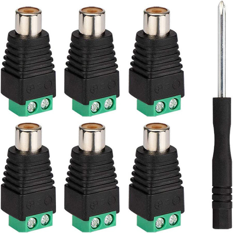 RCA Male Plug Female Jack To AV Screw Terminal Audio Video Connector Speaker Wire To RCA Adapter (Pack Of 6)