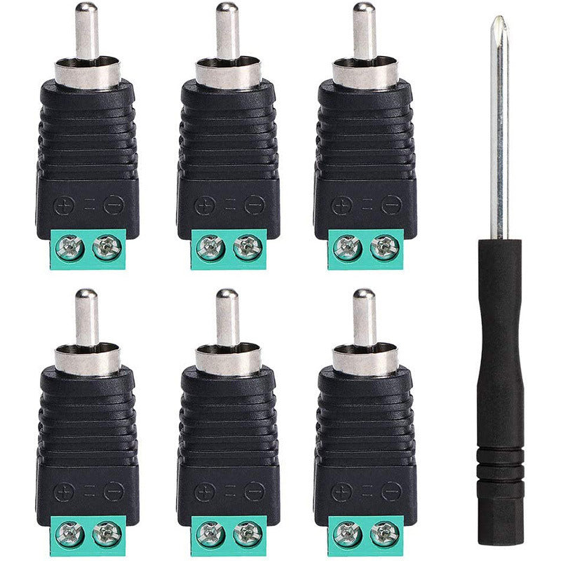 RCA Male Plug Female Jack To AV Screw Terminal Audio Video Connector Speaker Wire To RCA Adapter (Pack Of 6)