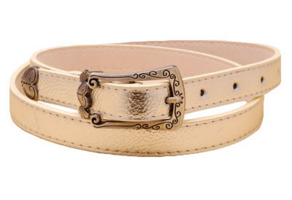 Retro Heart Women's Belts Carved Female Belt Golden