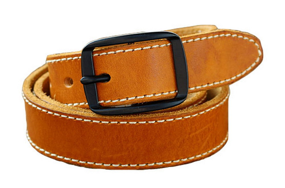 Retro Square Buckle Belt for Women Pure Light Brown Leather Belt for Jeans Dresses