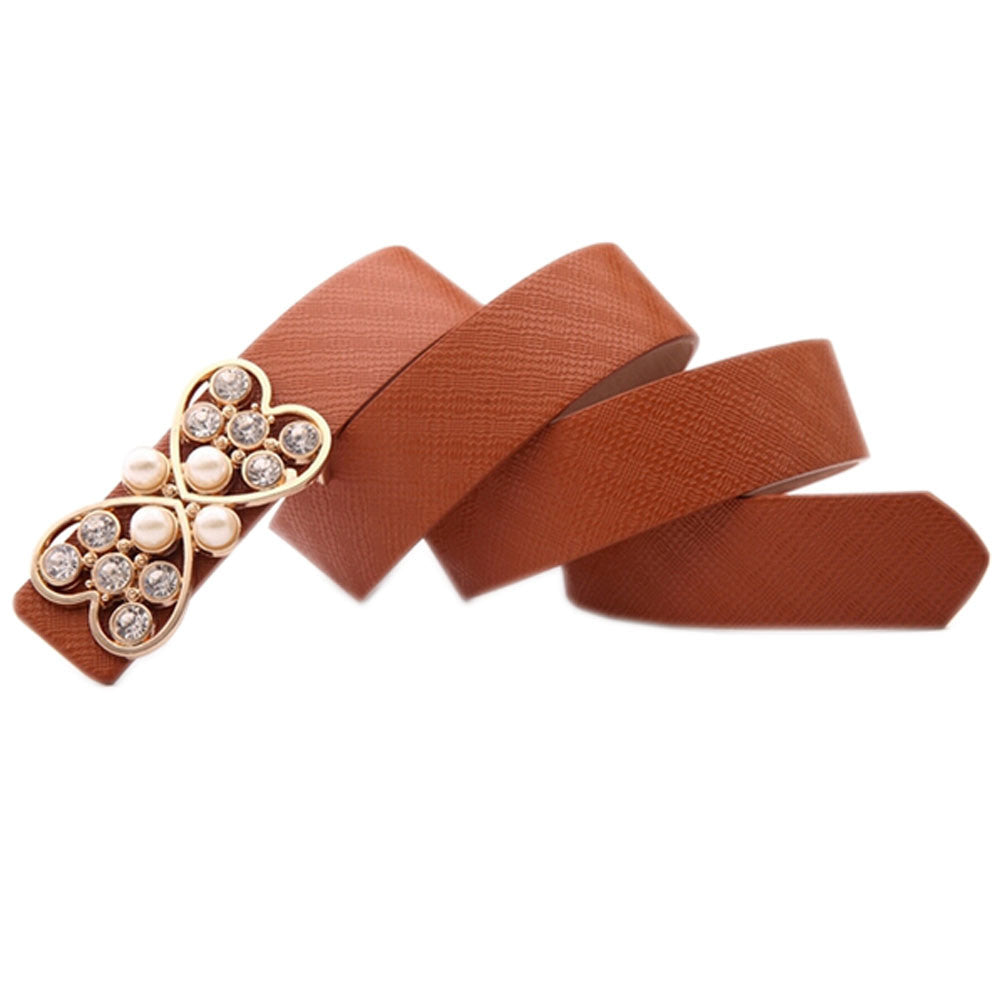 Belts for Women Ladies Rhinestone Butterfly Waist Belts For Jeans Dress; Brown