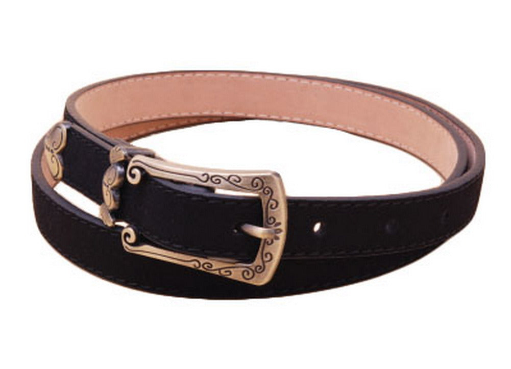 Retro Heart Women's Belts Carved Female Belt Black