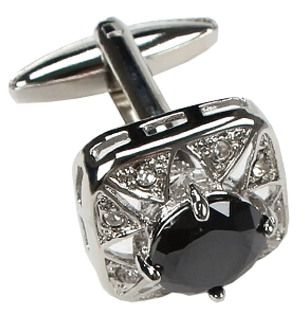 Black Rhinestone Men's Shirts Cufflinks Stainless Steel Business Formal Shirt Stud