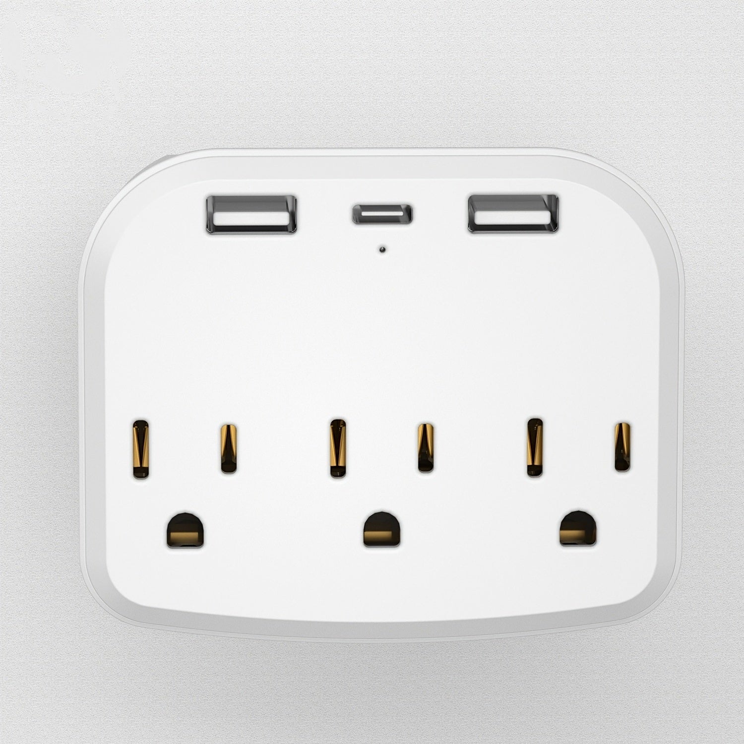 1pc Mini Outlet Extender ; USB Wall Charger; 3-Outlet Surge Protector Power Strip With 2 USB Ports And 1 Type-c; Multi Plug Outlet With Spaced Outlets For Office; White