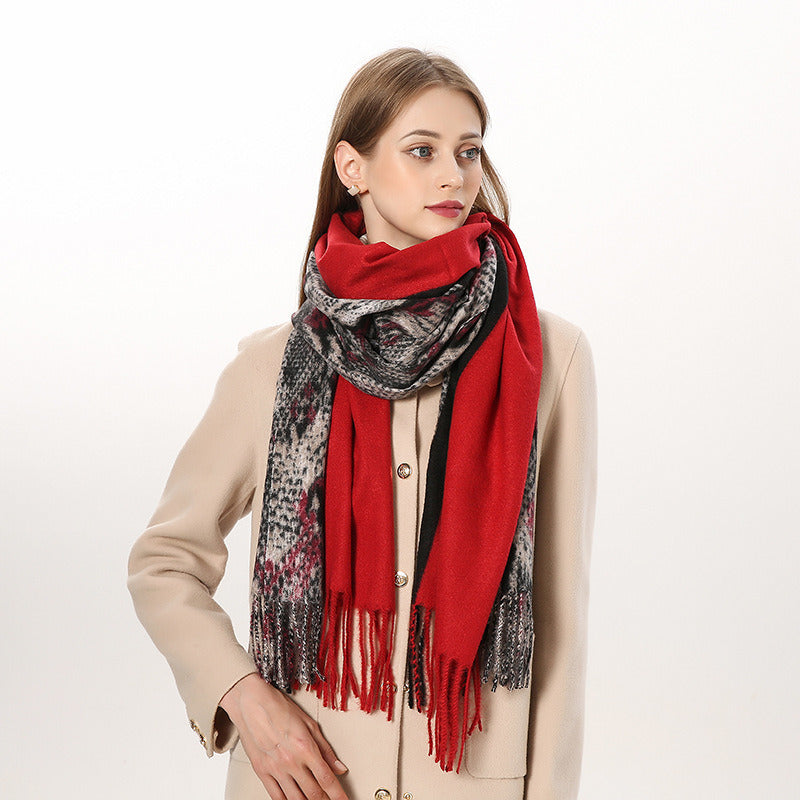 Autumn and winter new snake shaped scarf for women; medium length warmth; European and American fashion personality; thickened shawl; scarf; cashmere like scarf