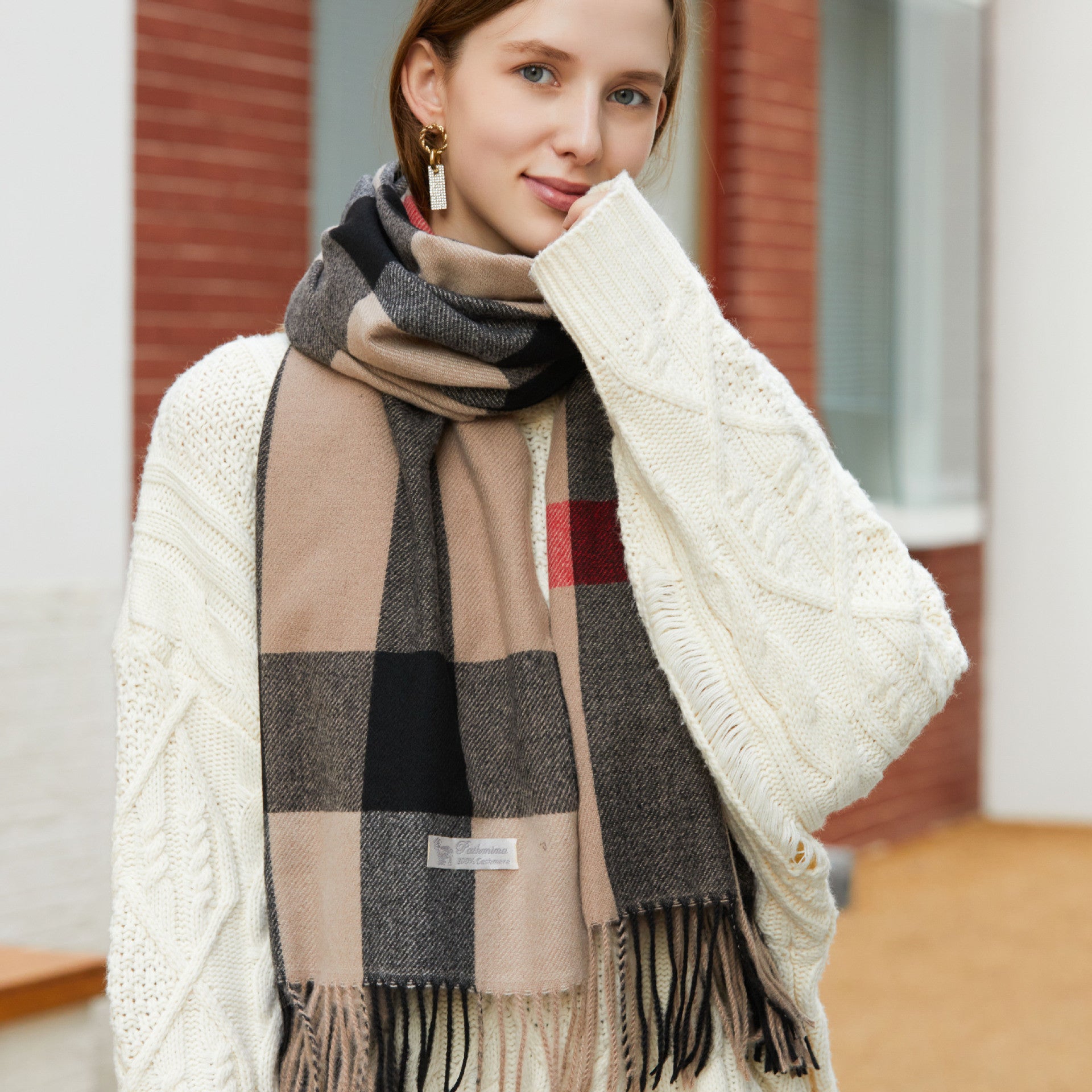 Cashmere like scarf 2022 new winter scarf hair generation women's shawl thickened warm tassel scarf factory wholesale