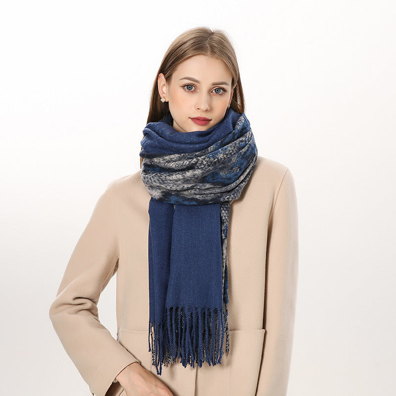 Autumn and winter new snake shaped scarf for women; medium length warmth; European and American fashion personality; thickened shawl; scarf; cashmere like scarf