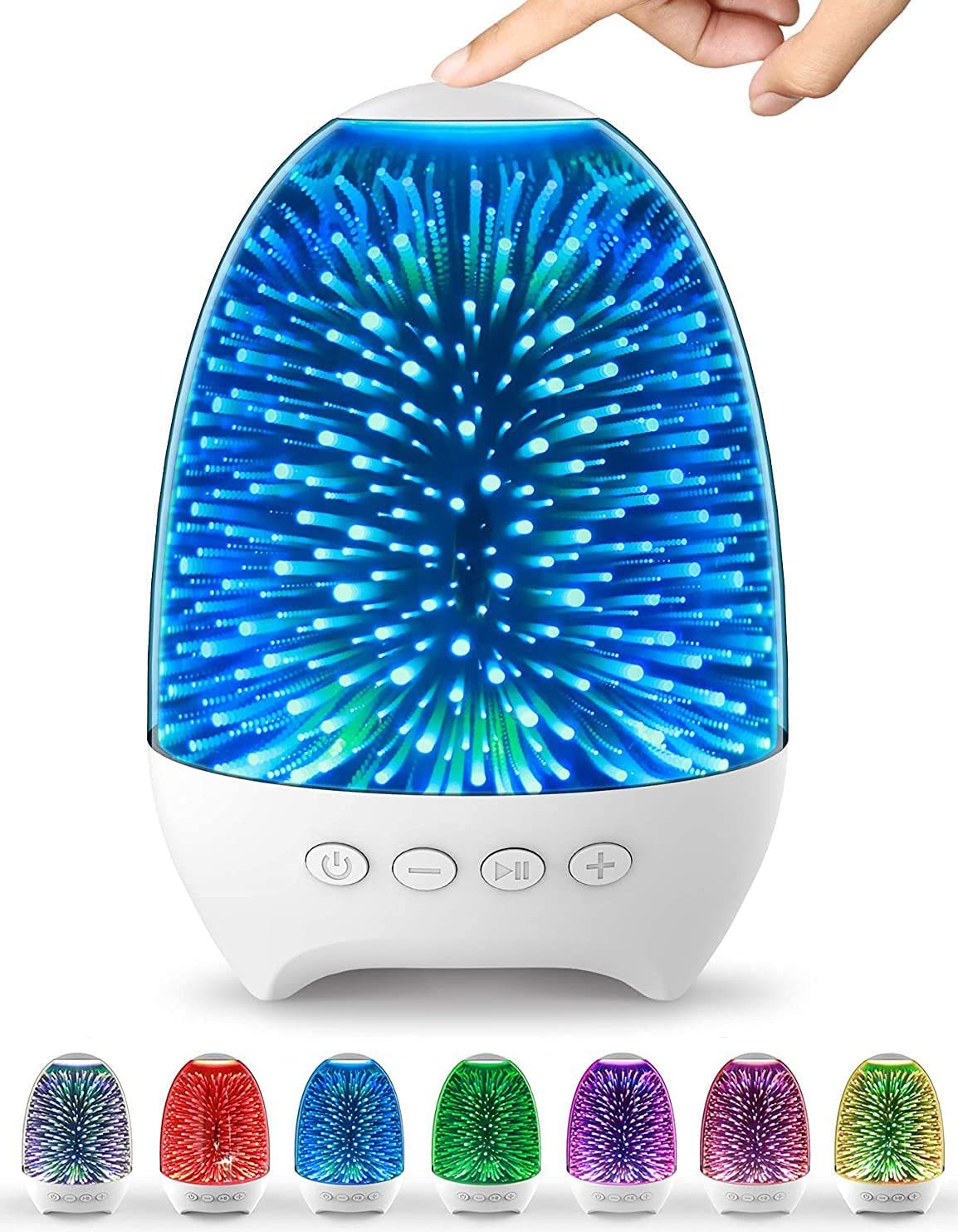 Night Light Bluetooth Speaker 3D Glass Bedside Table Lamp Color LED Night Lamp Touch Control Rechargeable Portable