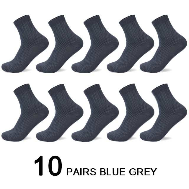 10 Pairs/Lot Men's Bamboo Fiber Socks 2022 New Compression Autumn Long Black Business Casual Man Dress Sock Gift Plus Size 42-45