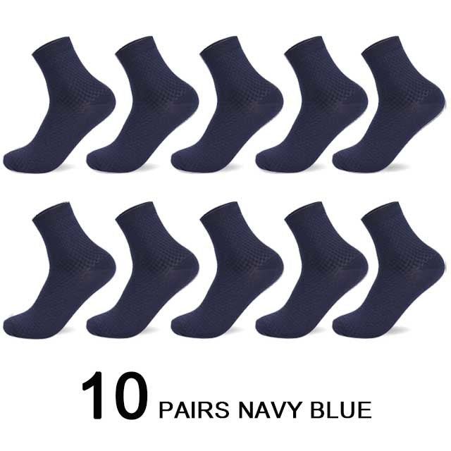 10 Pairs/Lot Men's Bamboo Fiber Socks 2022 New Compression Autumn Long Black Business Casual Man Dress Sock Gift Plus Size 42-45