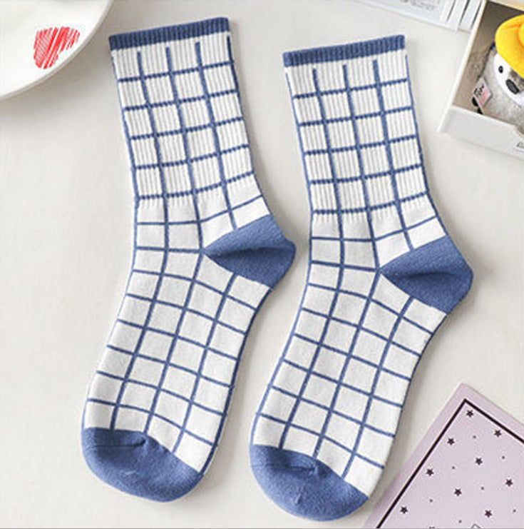 10 Pairs cartoon creative striped checkered bear socks kawaii print funny girl socks fashion skateboard woman socks