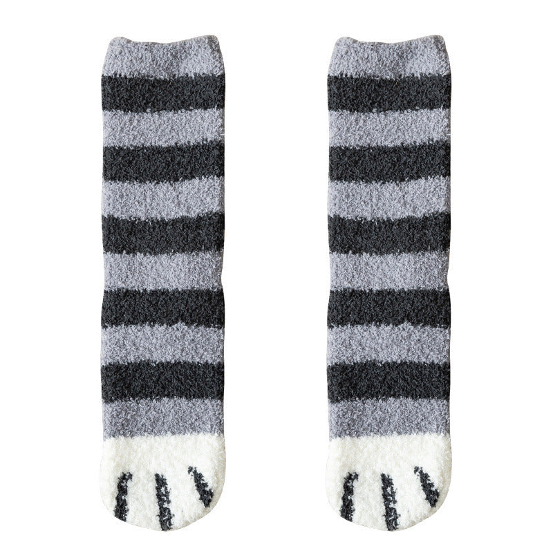 5 Pairs Winter Socks Women Thick Coral fleece Warm Socks Animal Cat Paw Cute Socks Girls Soft Floor Socks