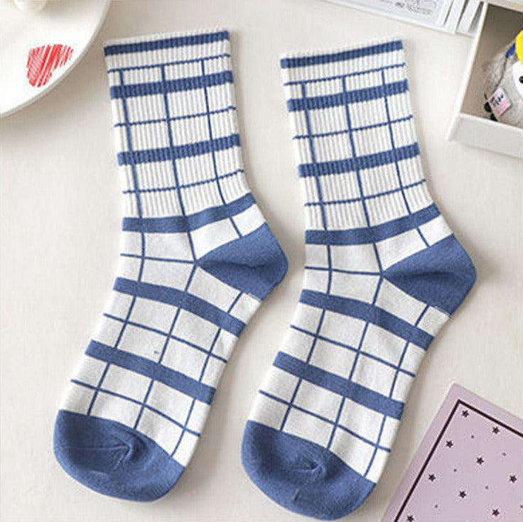10 Pairs cartoon creative striped checkered bear socks kawaii print funny girl socks fashion skateboard woman socks
