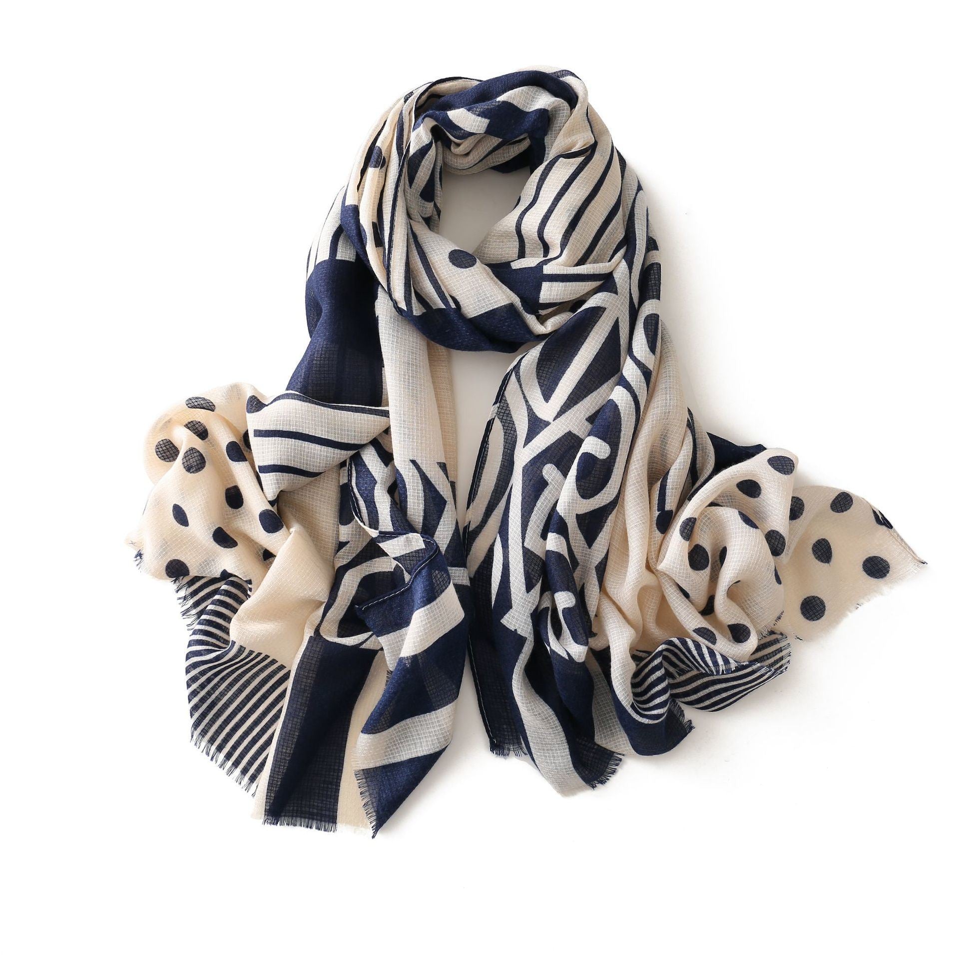 Polka dot striped scarf; women's thin cotton and linen long scarf; fashionable and simple shawl; scarf; autumn and winter scarf; wholesale by manufacturers