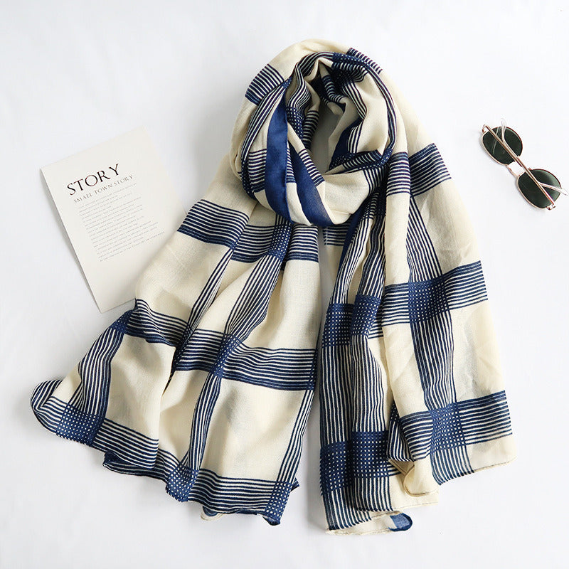 2022 Cross border hot selling two-color women's cotton and linen scarves