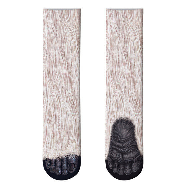 New Print Adult Animal Paw Socks Unisex Crew Cat Long