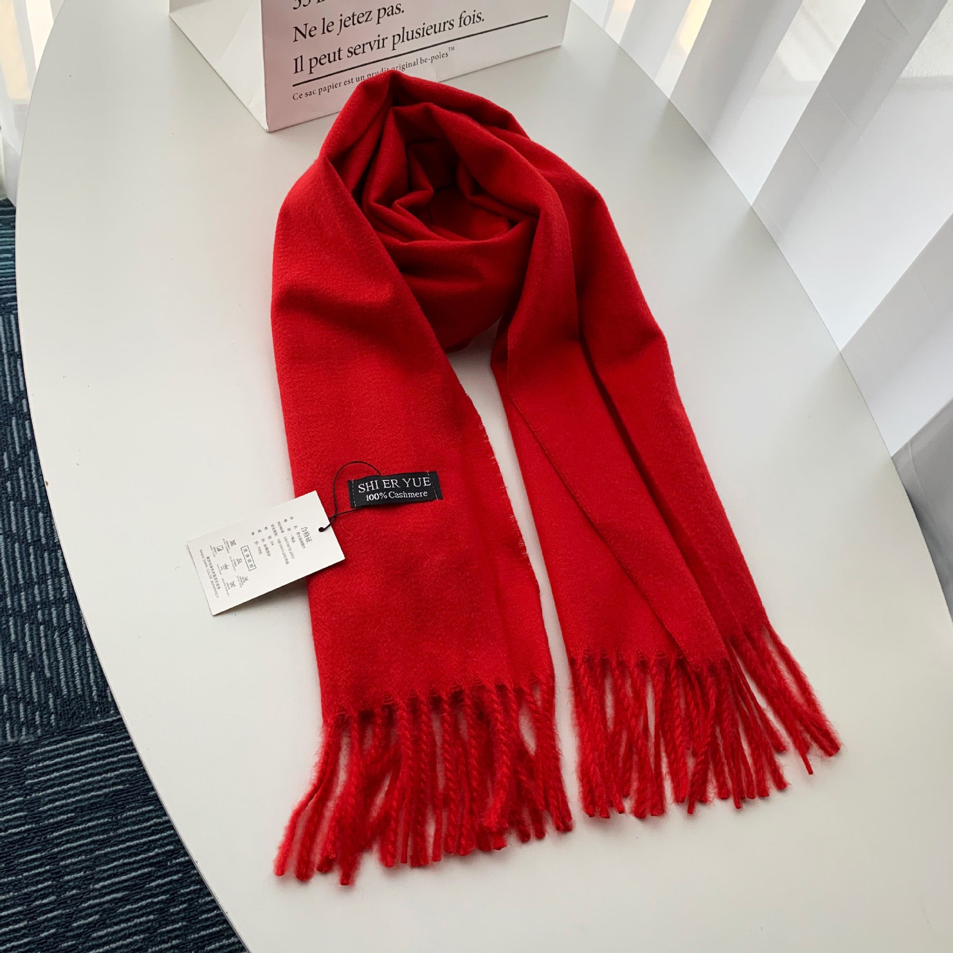 China Red Scarf Autumn and Winter Solid Annual Meeting Event Gift Scarf Cashmere like Warm Big Red Scarf Wholesale