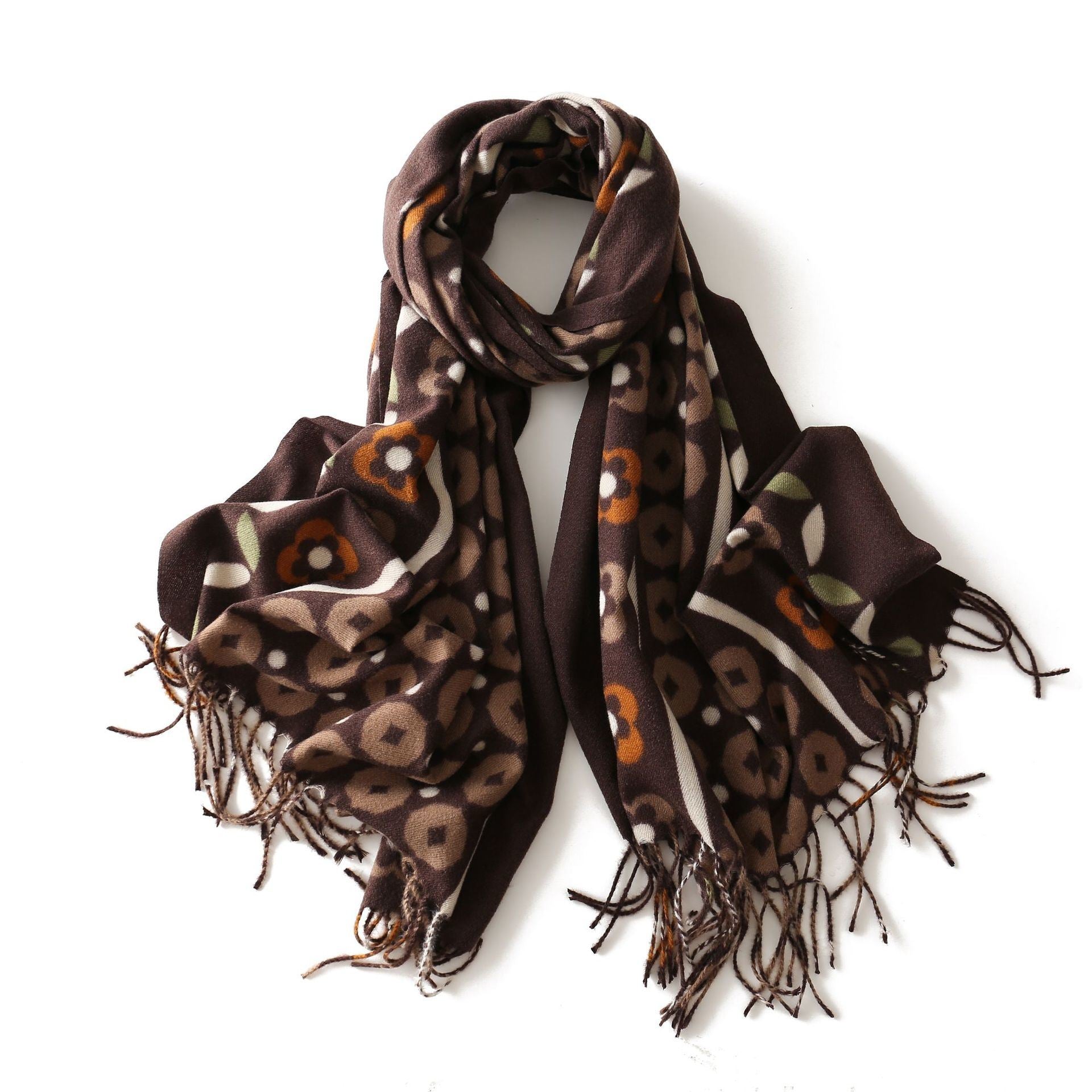 Copper coin flower scarf; retro national imitation cashmere; lengthened women's scarf; warm shawl; scarf; wholesale