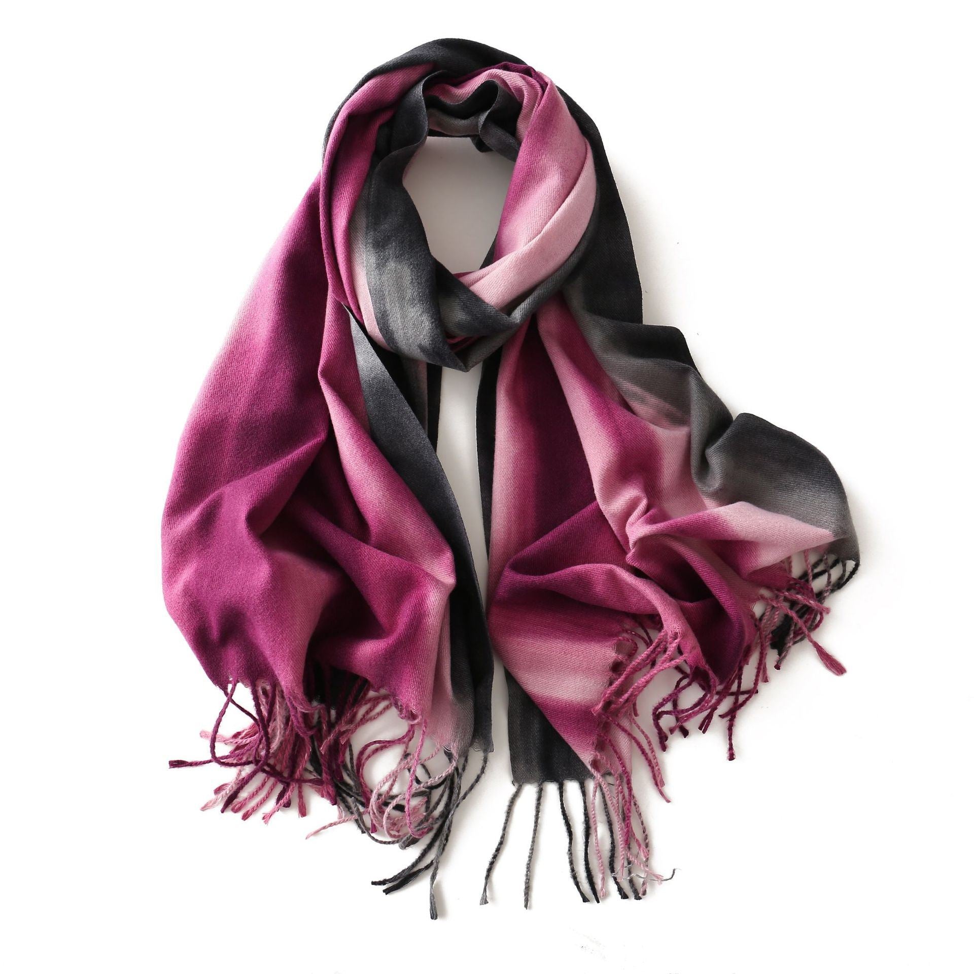 Autumn and winter tie dyed scarves gradual color cashmere like warm shawls in Europe and America long beards factory direct sales booth wholesale