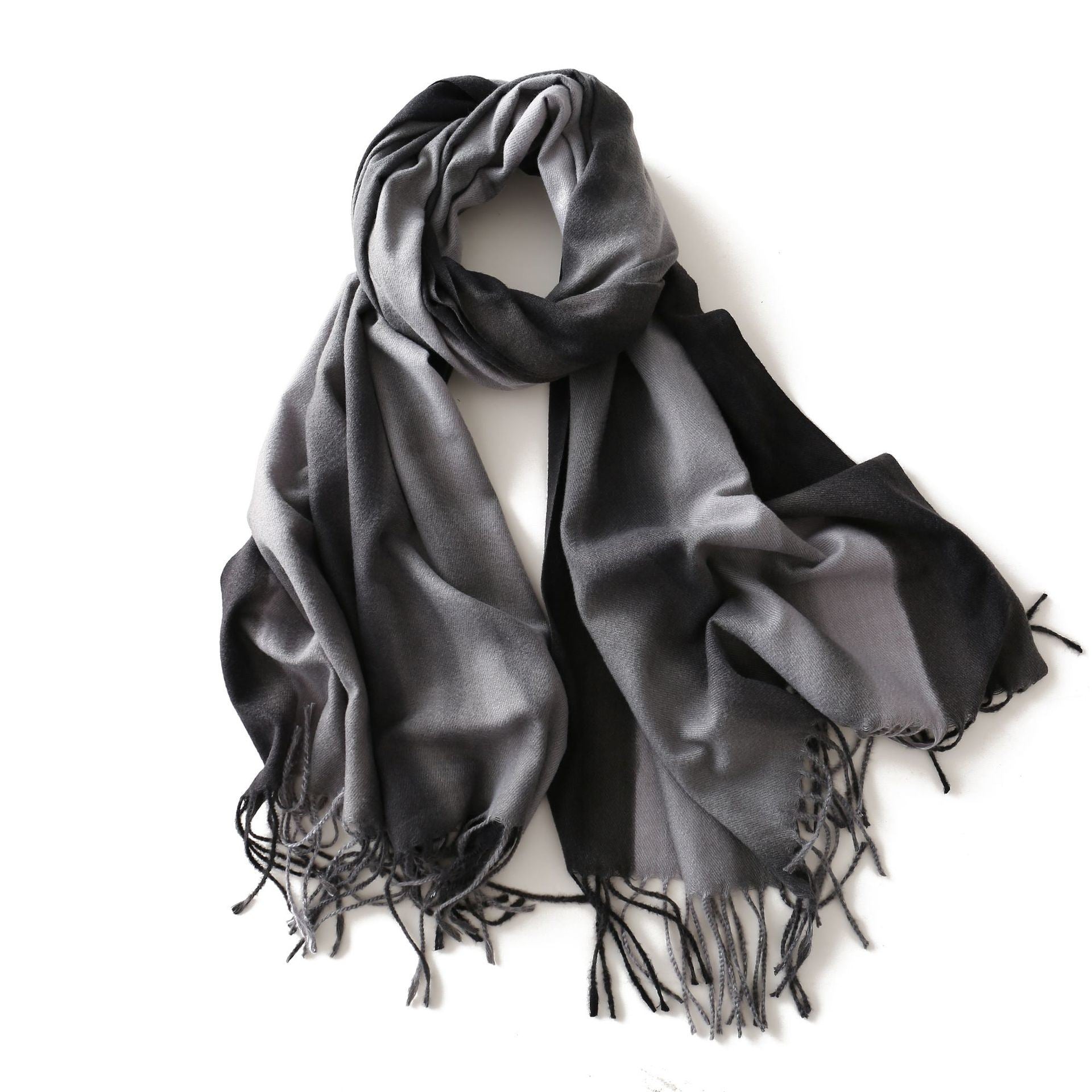 Autumn and winter tie dyed scarves gradual color cashmere like warm shawls in Europe and America long beards factory direct sales booth wholesale